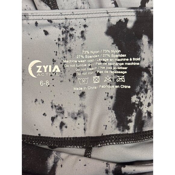 Zyia Active Black & Gray Splatter Print High-Waisted Leggings With Side Pockets - Picture 6 of 7